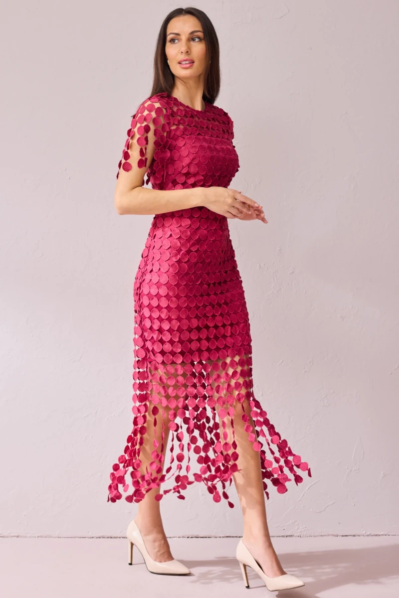 Sammi Midi Dress in Raspberry