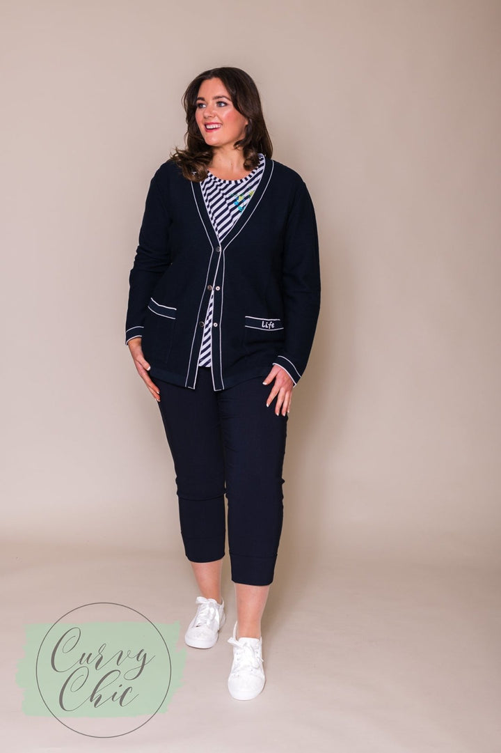 Plus Size Stretch Cropped Trousers in Navy or Black - Curvy Chic Boutique